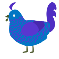 A sapphire and indigo chicken with a lace pattern