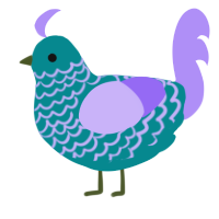potential, a teal and lilac chicken with a lace pattern