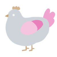 A mist and pink chicken