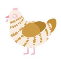 A cream and gold chicken with a bar pattern