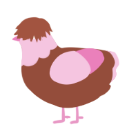 A russet and pink chicken with a head pattern