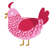 delicious, a pink and crimson chicken with a lace pattern