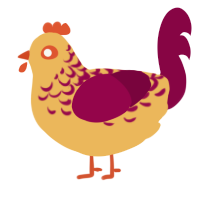 velvet, a honey and maroon chicken with a half-lace pattern