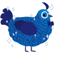 A sapphire and navy chicken with a double-lace pattern