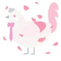 A white and rose chicken with a lace pattern
