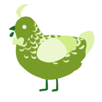 Marius, a chartreuse and apple chicken with a half-lace pattern