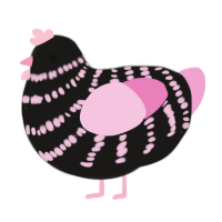 A sable and pink chicken with a bar pattern