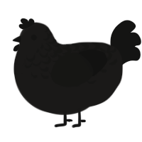 A sable and black chicken with a half-lace pattern