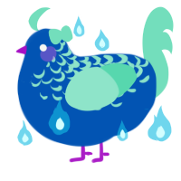 The Northern Lights, a ultramarine and mint chicken with a half-lace pattern