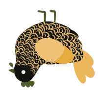Necklace, a black and honey chicken with a double-lace pattern