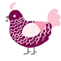 A wine and rose chicken with a lace pattern