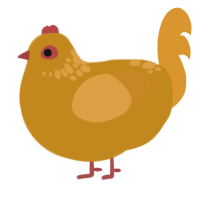 Land O Lakes, a ochre and orange chicken with a neck-speckle pattern