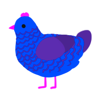 A ultramarine and overcast chicken with a lace pattern