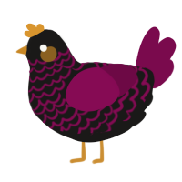 Eudora, a sable and wine chicken with a lace pattern