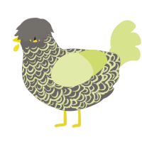 A grey and lemon chicken with a double-lace pattern