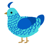A aqua and ultramarine chicken with a lace pattern