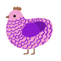 A pink and violet chicken with a lace pattern
