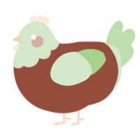 A russet and gluppy chicken with a head pattern