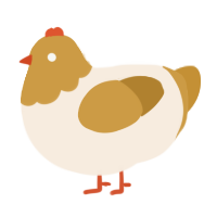 A cream and gold chicken with a head pattern