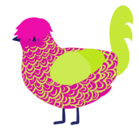 brunch, a fuchsia and lime chicken with a double-lace pattern