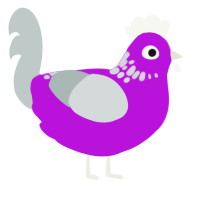 A amethyst and silver chicken with a neck-speckle pattern