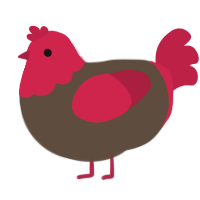 A bark and crimson chicken with a head pattern