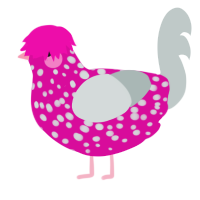 A fuchsia and silver chicken with a speckle pattern
