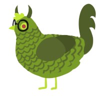 Cronus, a chartreuse and olive chicken with a lace pattern