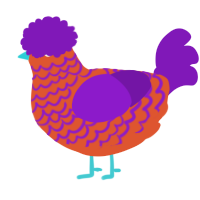 Tropical Cocktail, a vermilion and violet chicken with a lace pattern