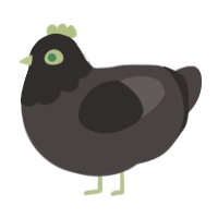 A silver chicken with a head pattern