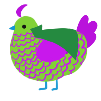 Hulk, a grass and amethyst chicken with a lace pattern