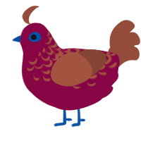 A maroon and russet chicken with a half-lace pattern