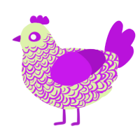 Collision Chaos, a apple and amethyst chicken with a double-lace pattern