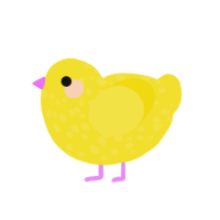 A yellow chicken with a speckle pattern