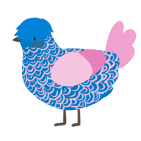 Diaphanous, a sapphire and pink chicken with a double-lace pattern