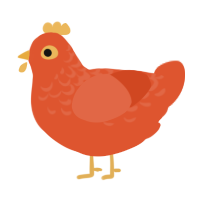A vermilion chicken with a half-lace pattern