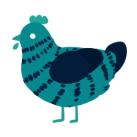 Blue Raspberry, a teal and tumblr chicken with a bar pattern