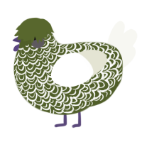 A olive and white chicken with a double-lace pattern