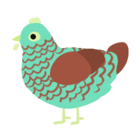 Chips, a mint and russet chicken with a lace pattern