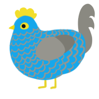 A sky and ash chicken with a lace pattern