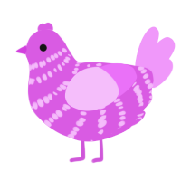 A orchid and lavender chicken with a bar pattern