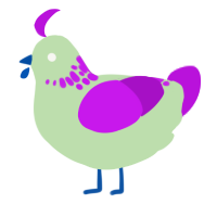 fresco, a gluppy and amethyst chicken with a neck-speckle pattern