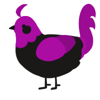 leuce, a sable and plum chicken with a head pattern
