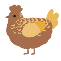 Clover, a brown and honey chicken with a half-lace pattern