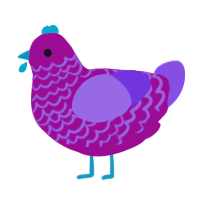 A plum and blurple chicken with a lace pattern