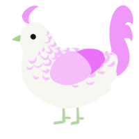 Birthday Cake, a white and lavender chicken with a half-lace pattern