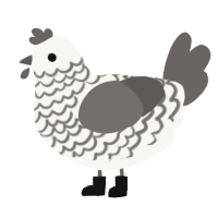 ZERO ULTRA, a white and grey chicken with a lace pattern