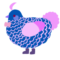 GF660BOT1, a ultramarine and lavender chicken with a lace pattern