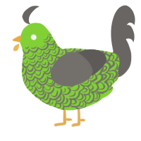 A grass and grey chicken with a double-lace pattern