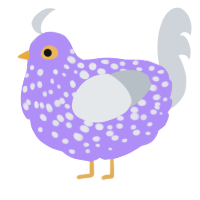 Valpolicella, a lilac and mist chicken with a speckle pattern